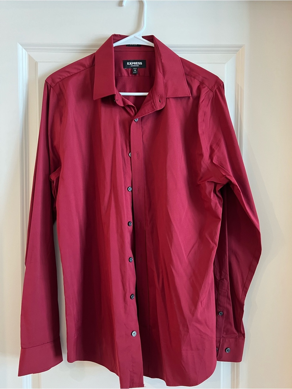 Express Men's Burgundy Long-Sleeve Dress Shirt